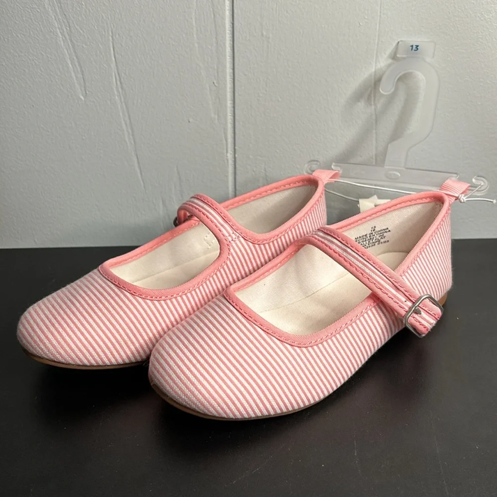 Old Navy Pink and White Ballet Flats with small heel size 13